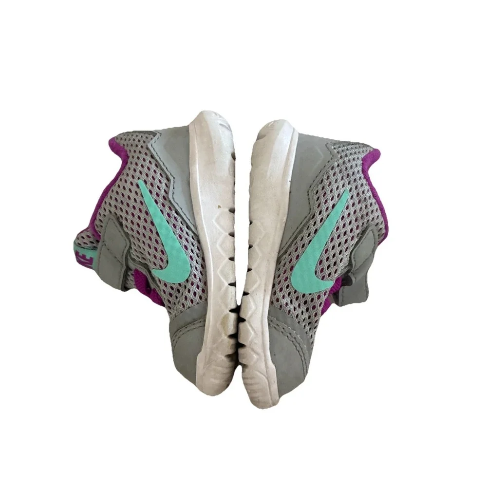 Nike Sneakers Kids 3C Gray Purple Baby Toddler Tennis Shoes Hook‎ & Loop